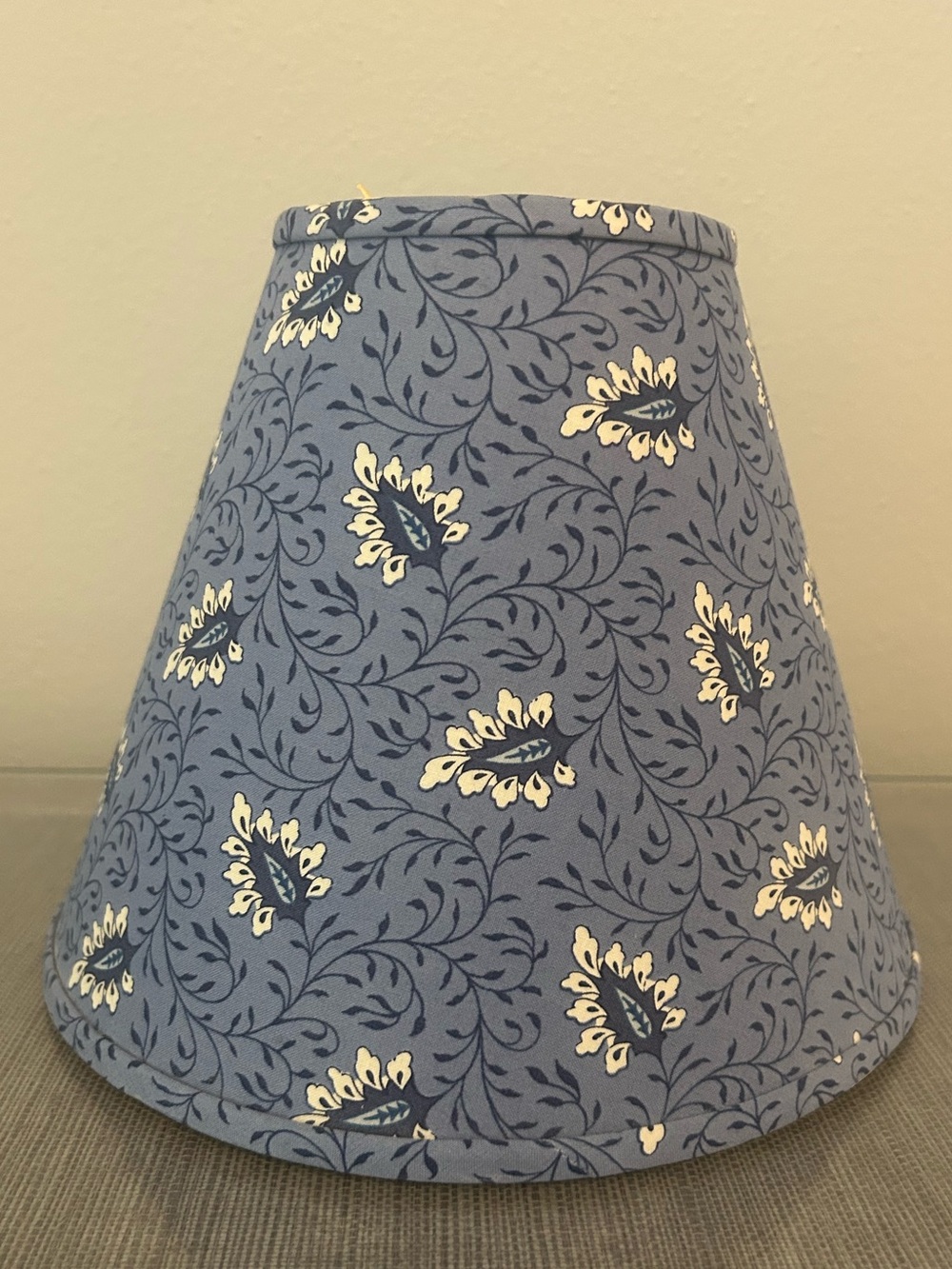 Blue French Country Fabric Clip On Lamp Shade  Measures 7” Tall - New
